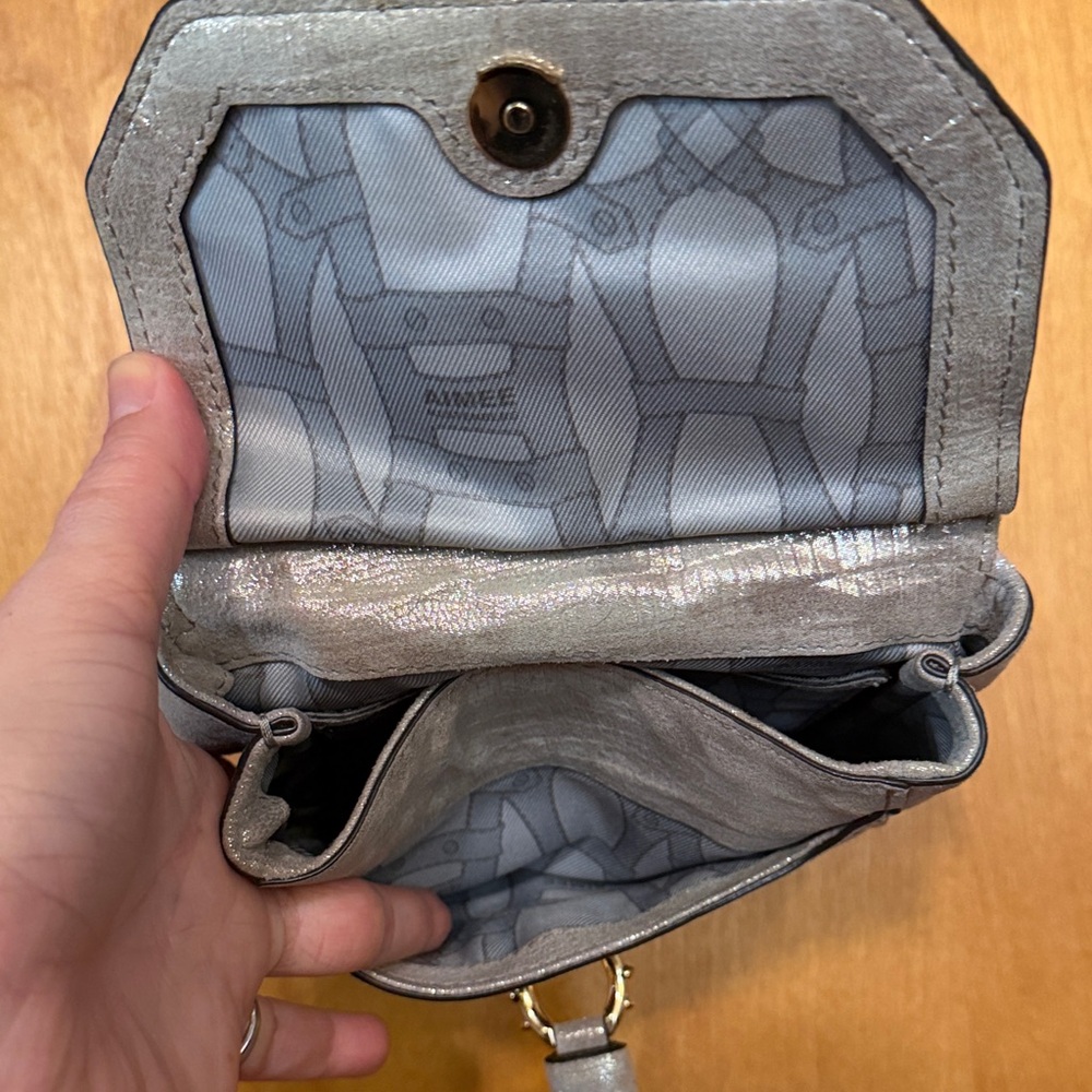Aimee Kestenberg Metallic Silver Leather Crossbody Bag - Picture 3 of 11